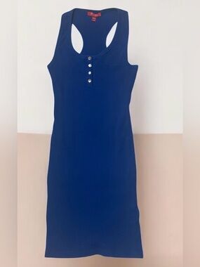 Gorgeous Guess Royal Blue Ribbed Racerback Midi Dress